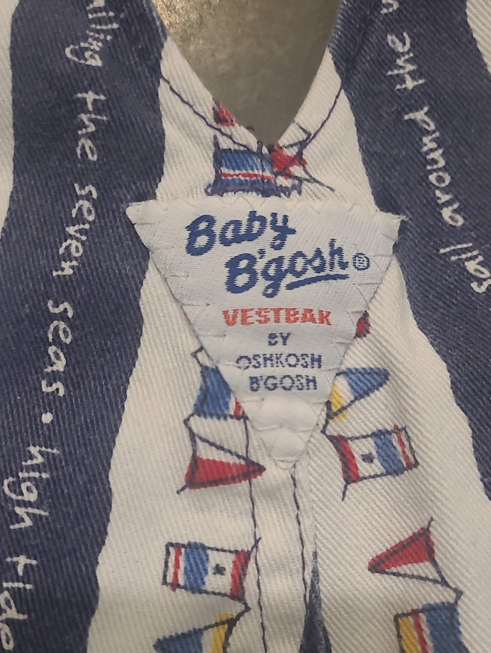 VINTAGE BABY OSHKOSH BGOSH NAUTICAL SAILOR THEME OVERALLS 18 MONTHS - Picture 4 of 8